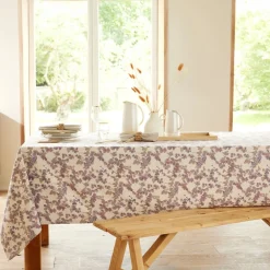 Becquet Nappe lin et coton motif fleurs - CRÉATION< Nappe Fantaisie|Les Matières