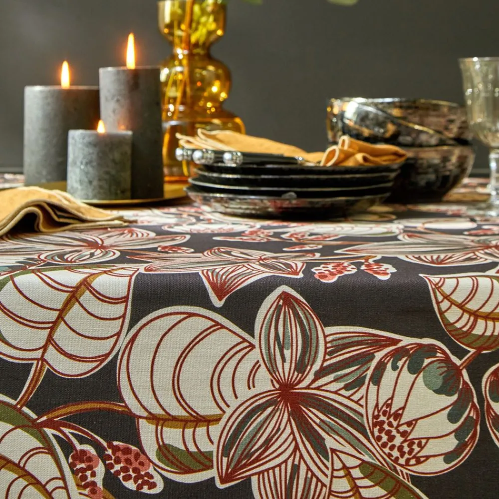 Becquet Nappe motif imprimé feuillage contemporain - CRÉATION< Nappe Fantaisie