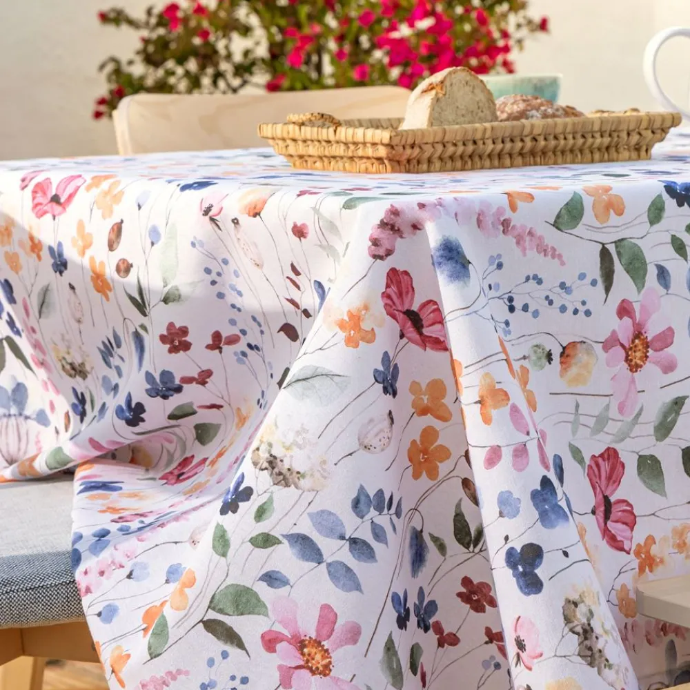 Becquet Nappe polycoton antitache motif floral aquarellé< Nappe Fantaisie|Les Matières