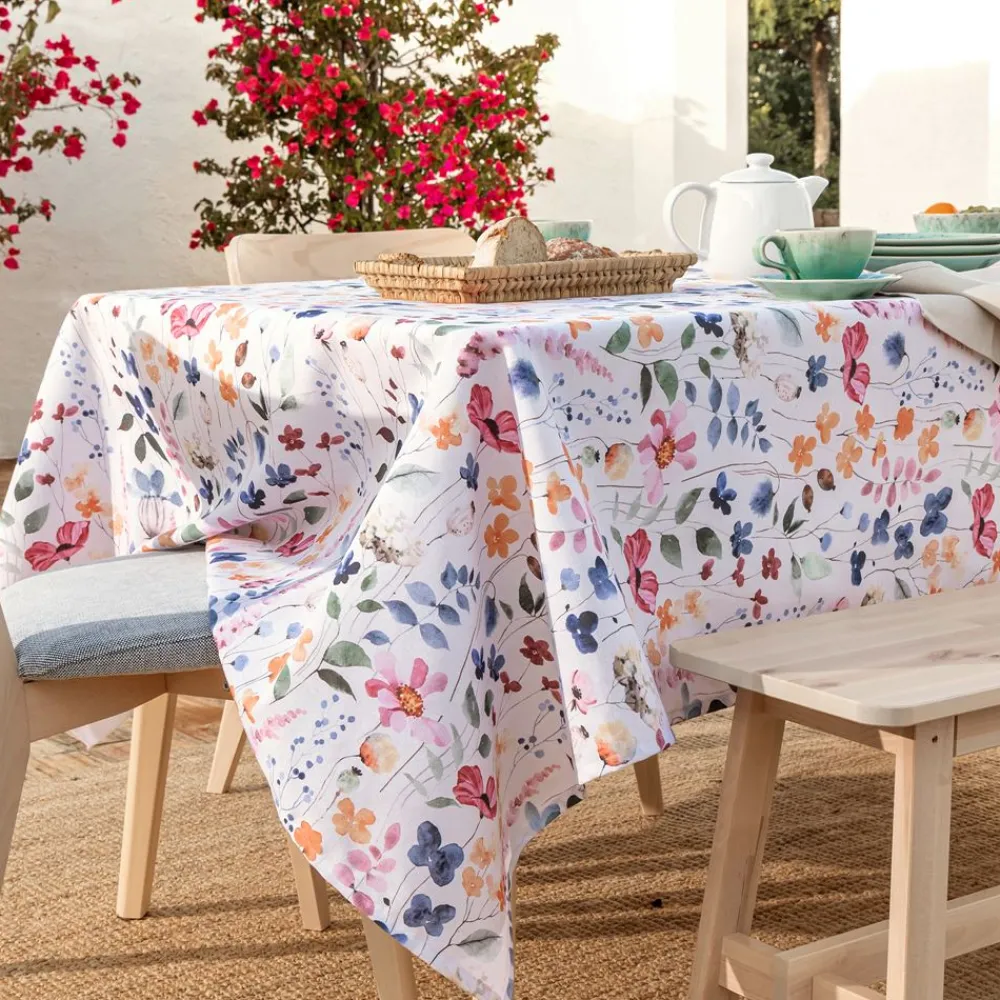 Becquet Nappe polycoton antitache motif floral aquarellé< Nappe Fantaisie|Les Matières