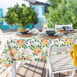 Becquet Nappe polycoton décor oranger< Nappe Fantaisie