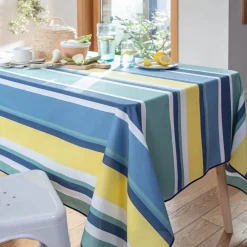 Becquet Nappe polycoton enduit rayé - CRÉATION< Nappe Tissu Au Mètre|Les Matières