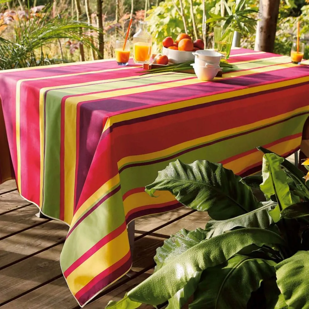 Becquet Nappe polycoton enduit rayé - CRÉATION< Nappe Tissu Au Mètre|Les Matières