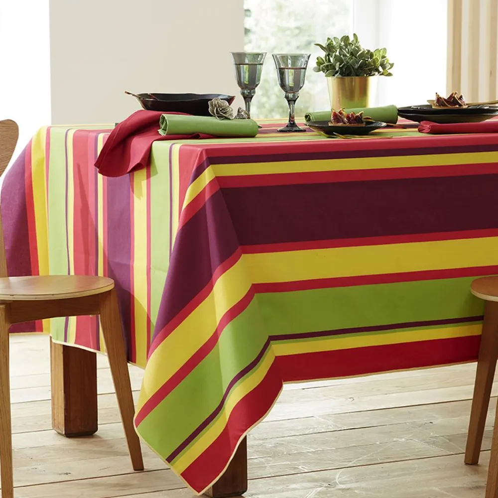 Becquet Nappe polycoton enduit rayé - CRÉATION< Nappe Tissu Au Mètre|Les Matières