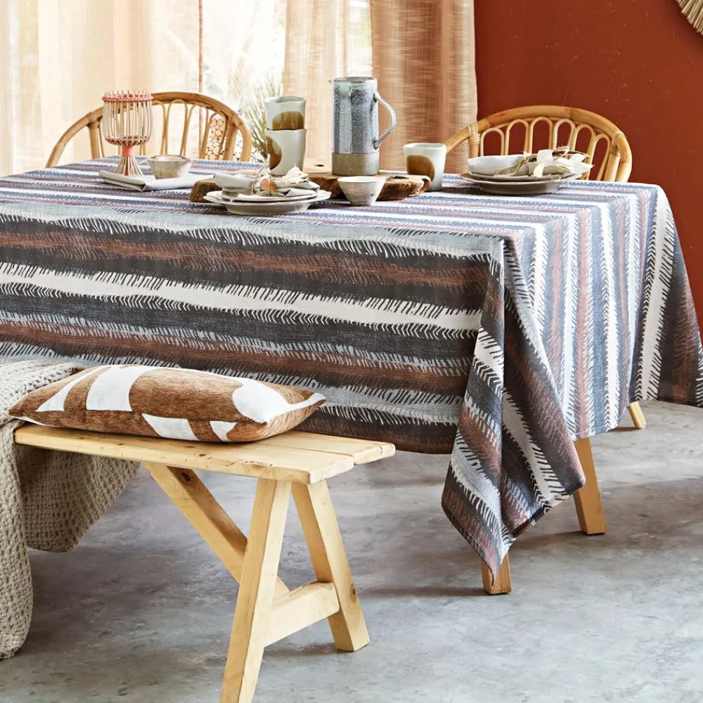 Becquet Nappe polycoton rayures ethniques< Nappe Fantaisie