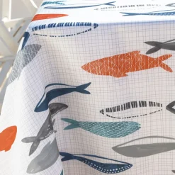 Becquet Nappe polyester motif poissons< Nappe Fantaisie