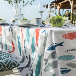 Becquet Nappe polyester motif poissons< Nappe Fantaisie