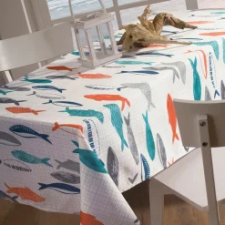 Becquet Nappe polyester motif poissons< Nappe Fantaisie