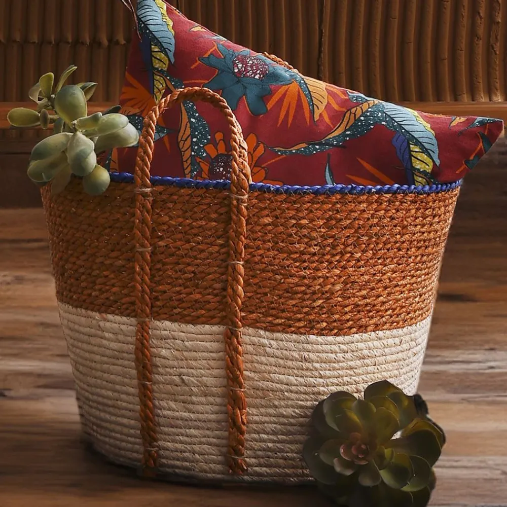 Becquet Panier tricolore en jacinthe d'eau< Boîte, Panier|Décoration