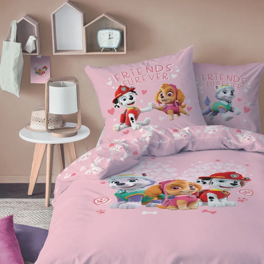 Becquet Parure de lit enfant rose Pat Patrouille®< Les Matières|Linge De Lit Enfant