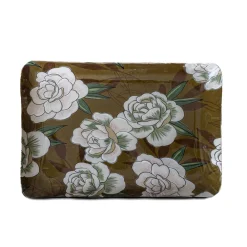 Becquet Petit plateau rectangulaire métal motif fleurs - CRÉATION< Décoration|Art De La Table