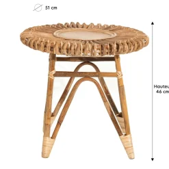 Becquet Petite table ronde en rotin< Meuble, Étagère|Décoration