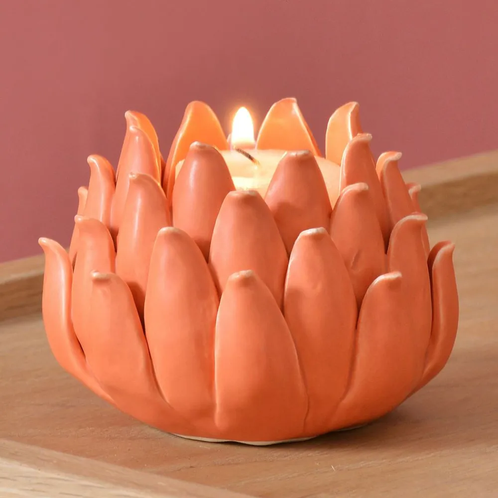 Becquet Photophore fleur en céramique< Luminaire|Décoration