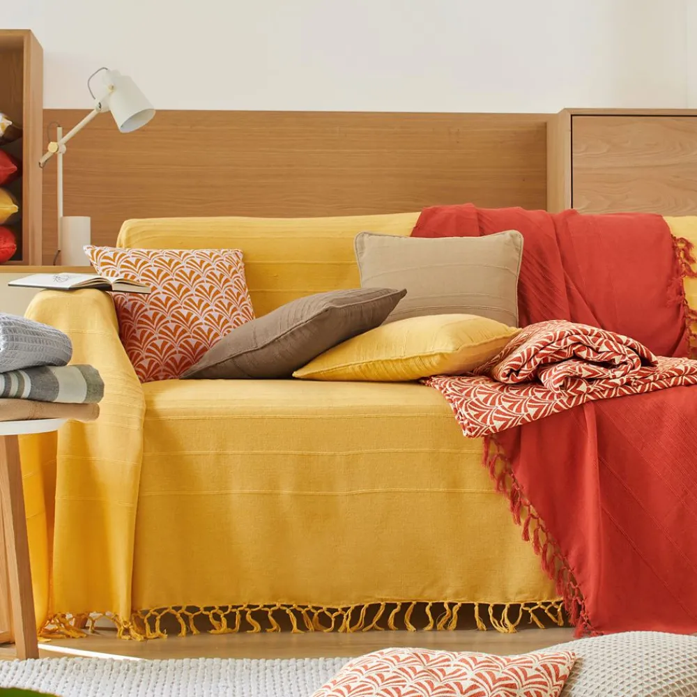Becquet Plaid et jeté unis en coton< Décoration Textile Unie|Jeté De Canapé, Jeté De Fauteuil