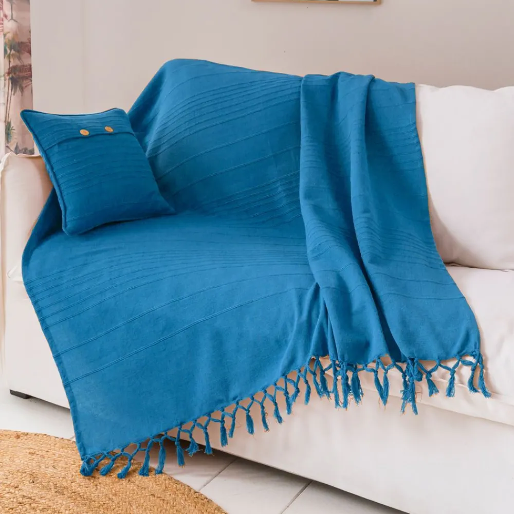 Becquet Plaid et jeté unis en coton< Décoration Textile Unie|Jeté De Canapé, Jeté De Fauteuil