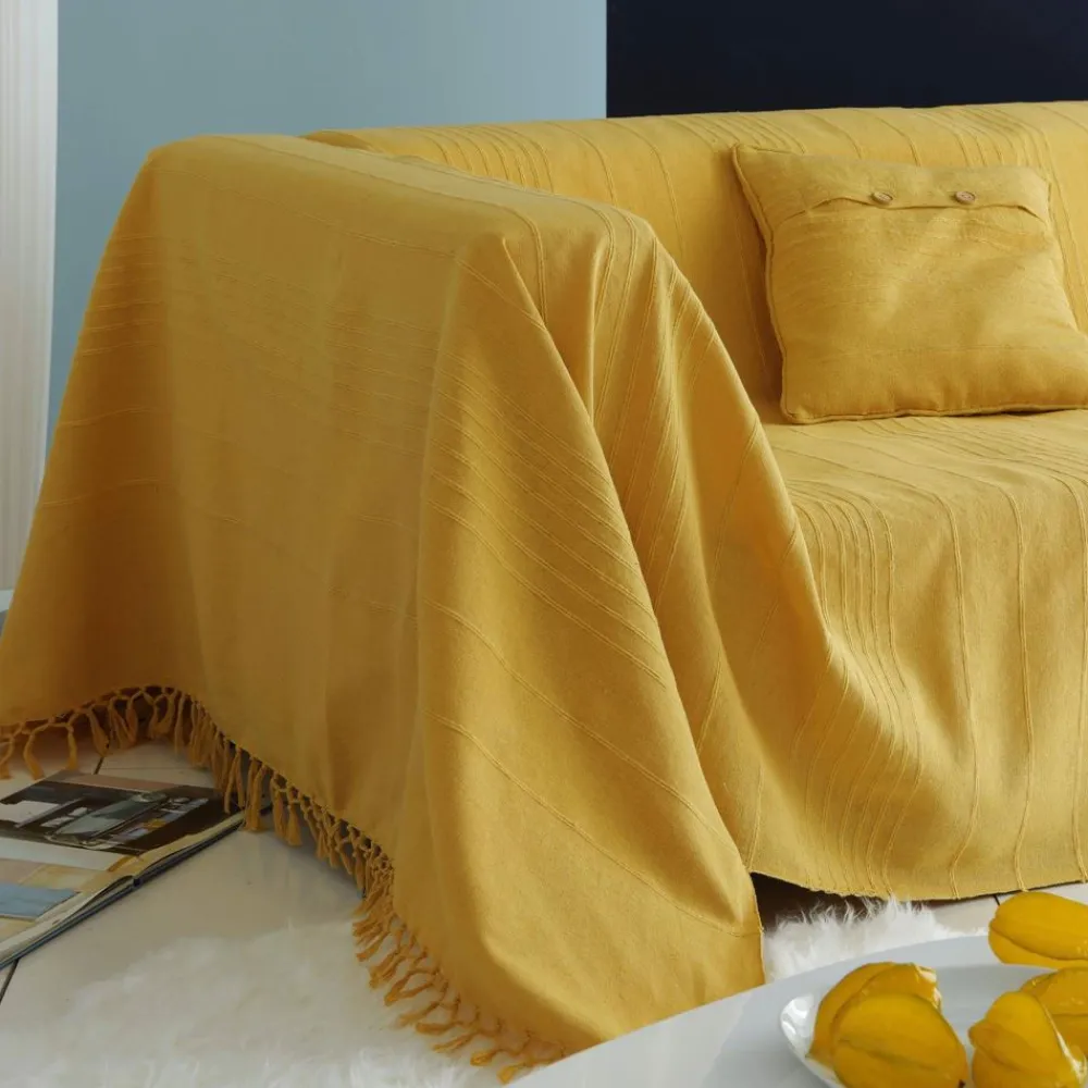Becquet Plaid et jeté unis en coton< Décoration Textile Unie|Jeté De Canapé, Jeté De Fauteuil