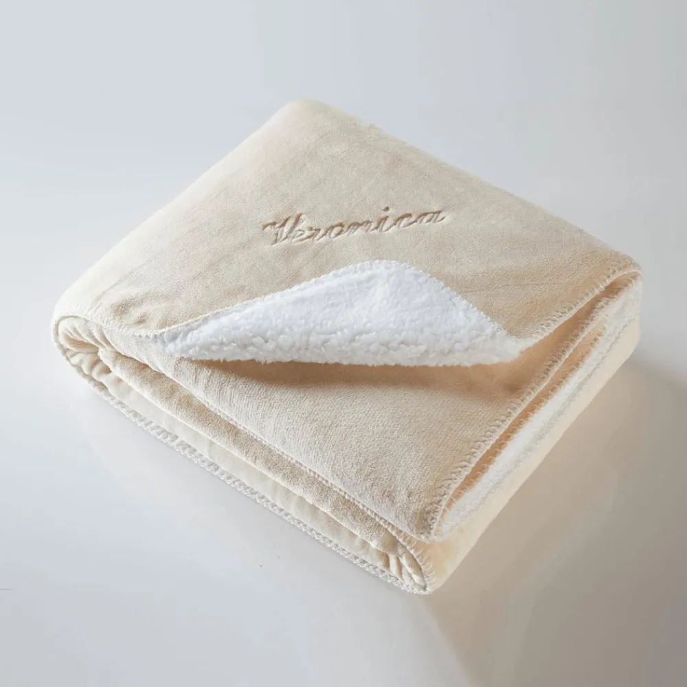 Becquet Plaid façon sherpa réversible personnalisable< Décoration Textile Unie|Rideau Et Déco Textile