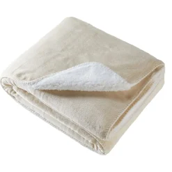 Becquet Plaid façon sherpa réversible personnalisable< Décoration Textile Unie|Rideau Et Déco Textile