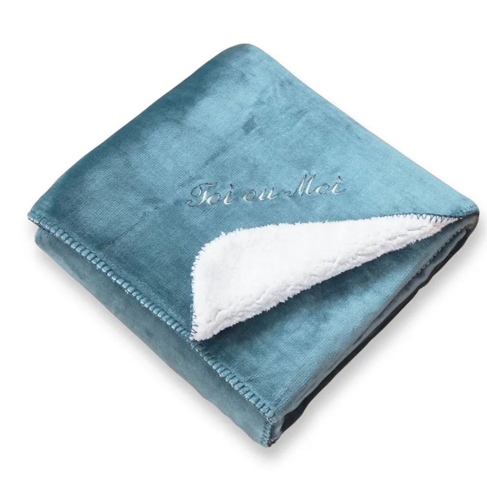 Becquet Plaid façon sherpa réversible personnalisable< Décoration Textile Unie|Rideau Et Déco Textile