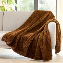 Becquet Plaid imitation fourrure léopard< Rideau Et Déco Textile|Plaid