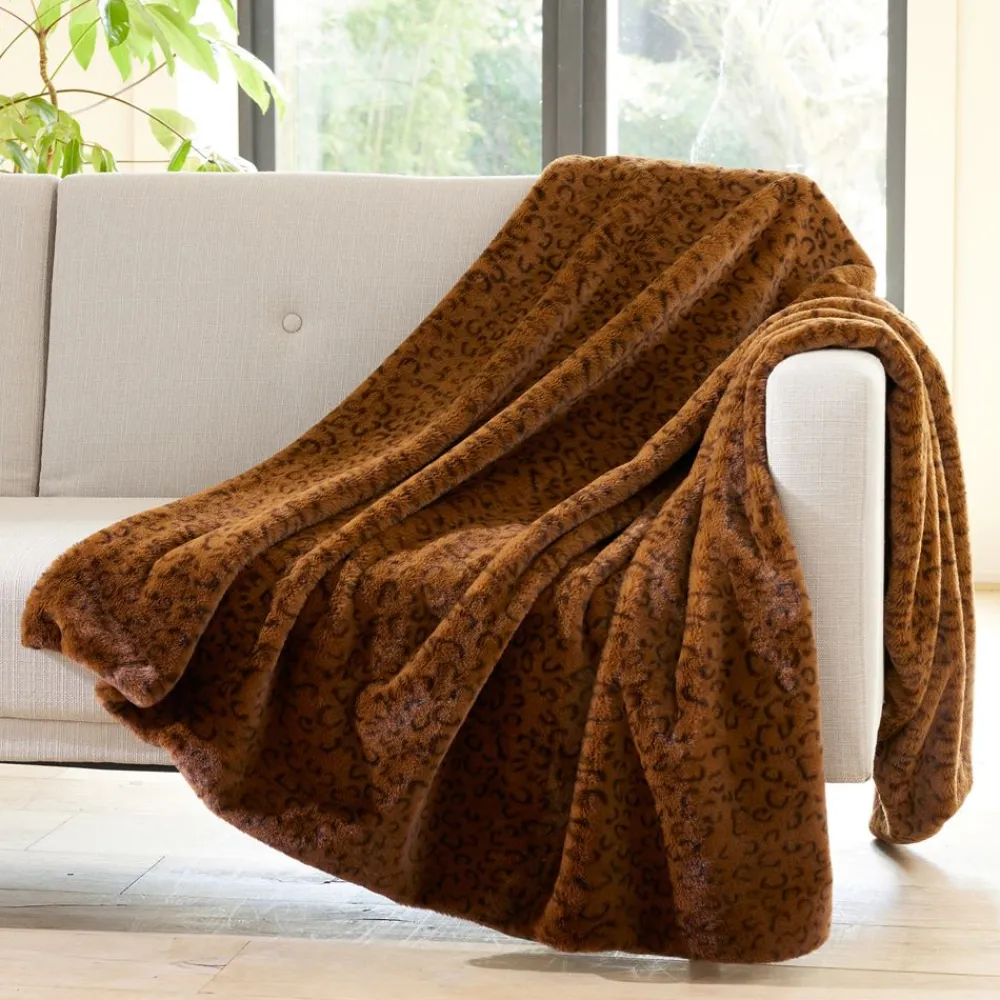 Becquet Plaid imitation fourrure léopard< Rideau Et Déco Textile|Plaid