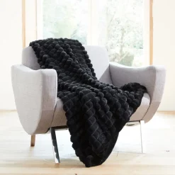 Becquet Plaid imitation fourrure effet carreaux< Rideau Et Déco Textile|Plaid