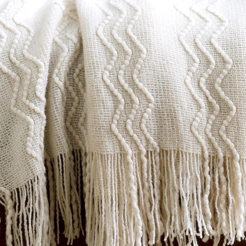 Becquet Plaid jacquard à franges motif zig zag< Rideau Et Déco Textile|Plaid