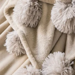 Becquet Plaid pompons en microfibre< Rideau Et Déco Textile|Plaid
