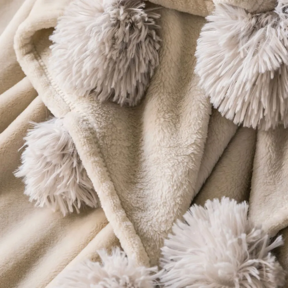 Becquet Plaid pompons en microfibre< Rideau Et Déco Textile|Plaid