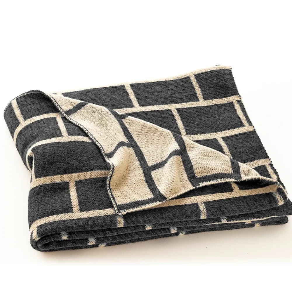 Becquet Plaid tricot effet brique< Rideau Et Déco Textile|Plaid