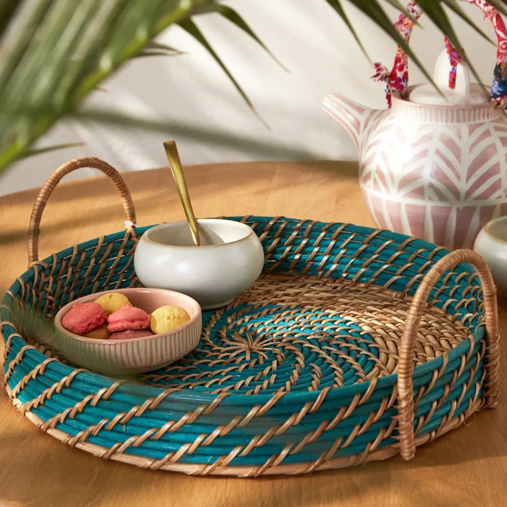 Becquet Plateau rond en rotin tressé< Décoration|Art De La Table
