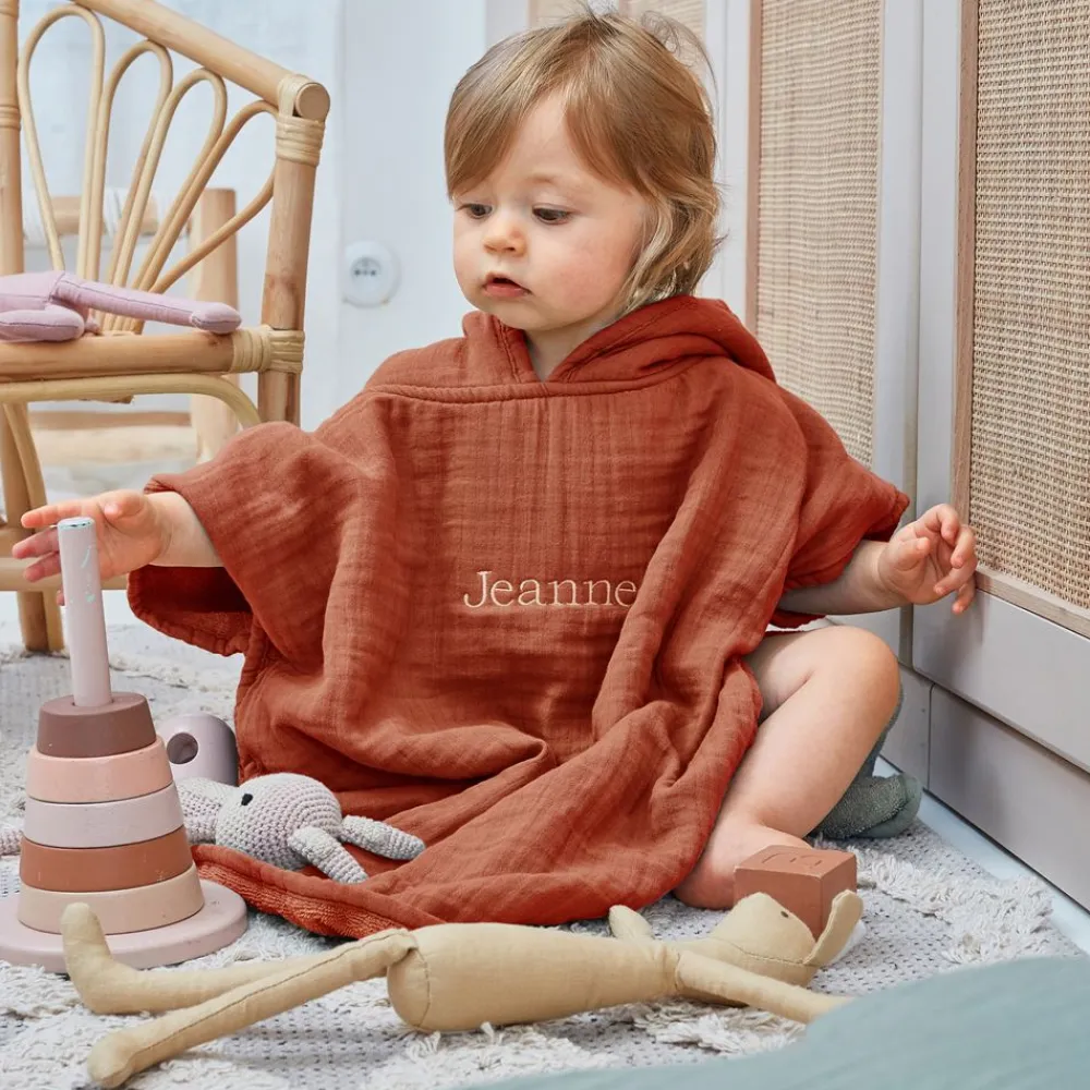 Becquet Poncho enfant personnalisable en gaze de coton – CRÉATION<Enfant Univers Des Tout-Petits|Serviette De Bain Personnalisée, Peignoir Personnalisé