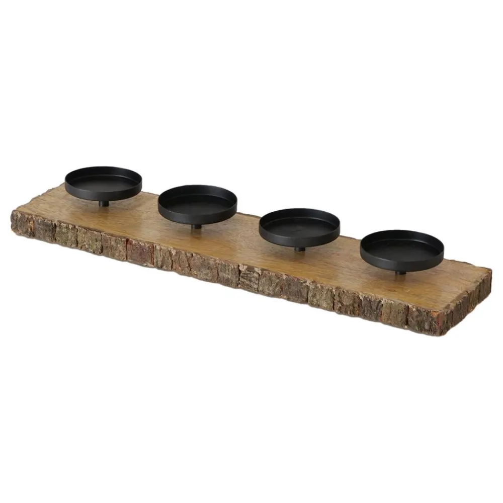 Becquet Porte-bougies en bois et métal< Luminaire|Décoration