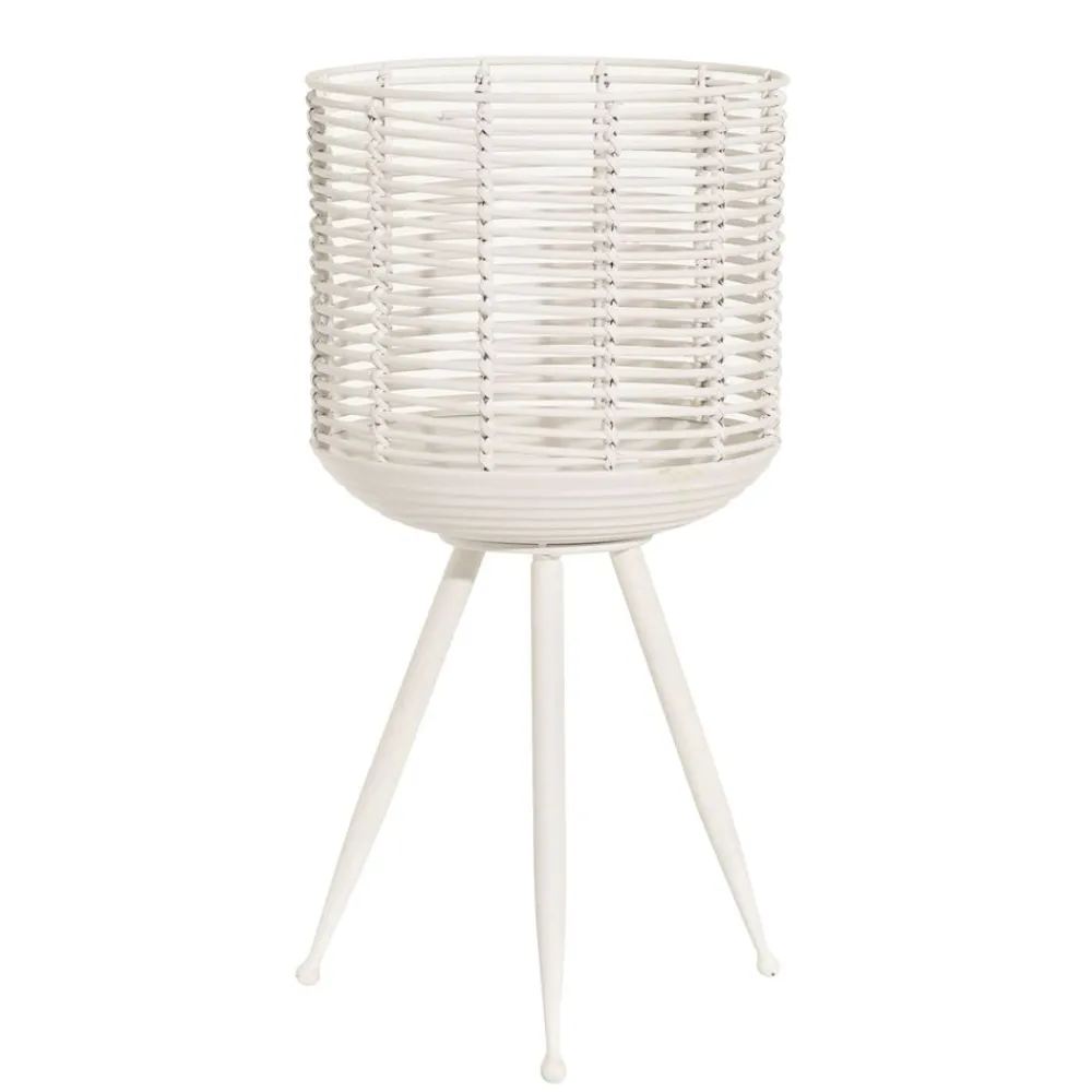 Becquet Porte-plante en métal et rotin peints< Vase, Cache-Pot|Décoration