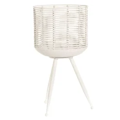 Becquet Porte-plante en métal et rotin peints< Vase, Cache-Pot|Décoration