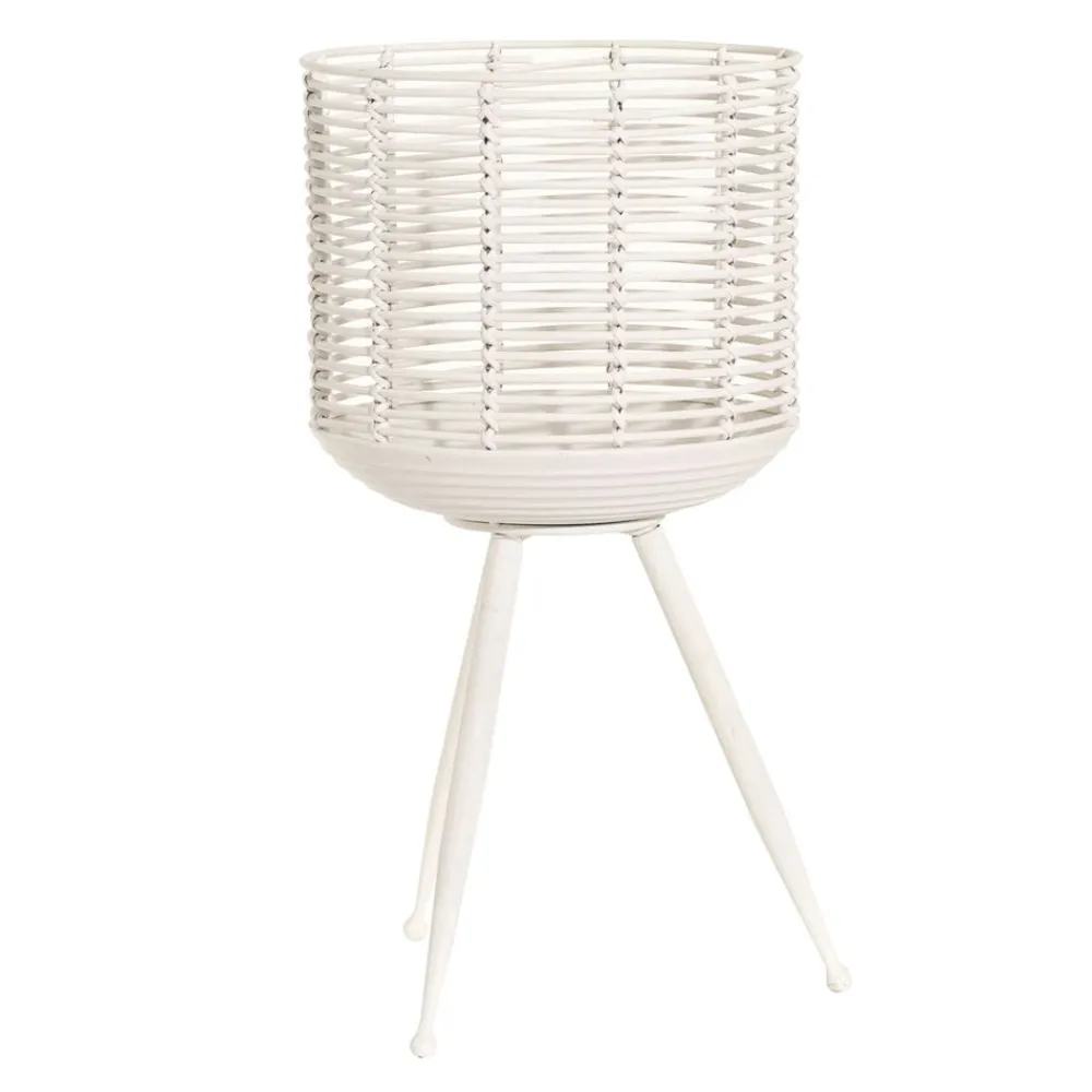 Becquet Porte-plante en métal et rotin peints< Vase, Cache-Pot|Décoration