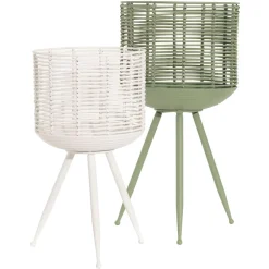 Becquet Porte-plante en métal et rotin peints< Vase, Cache-Pot|Décoration