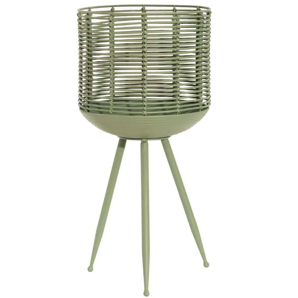Becquet Porte-plante en métal et rotin peints< Vase, Cache-Pot|Décoration