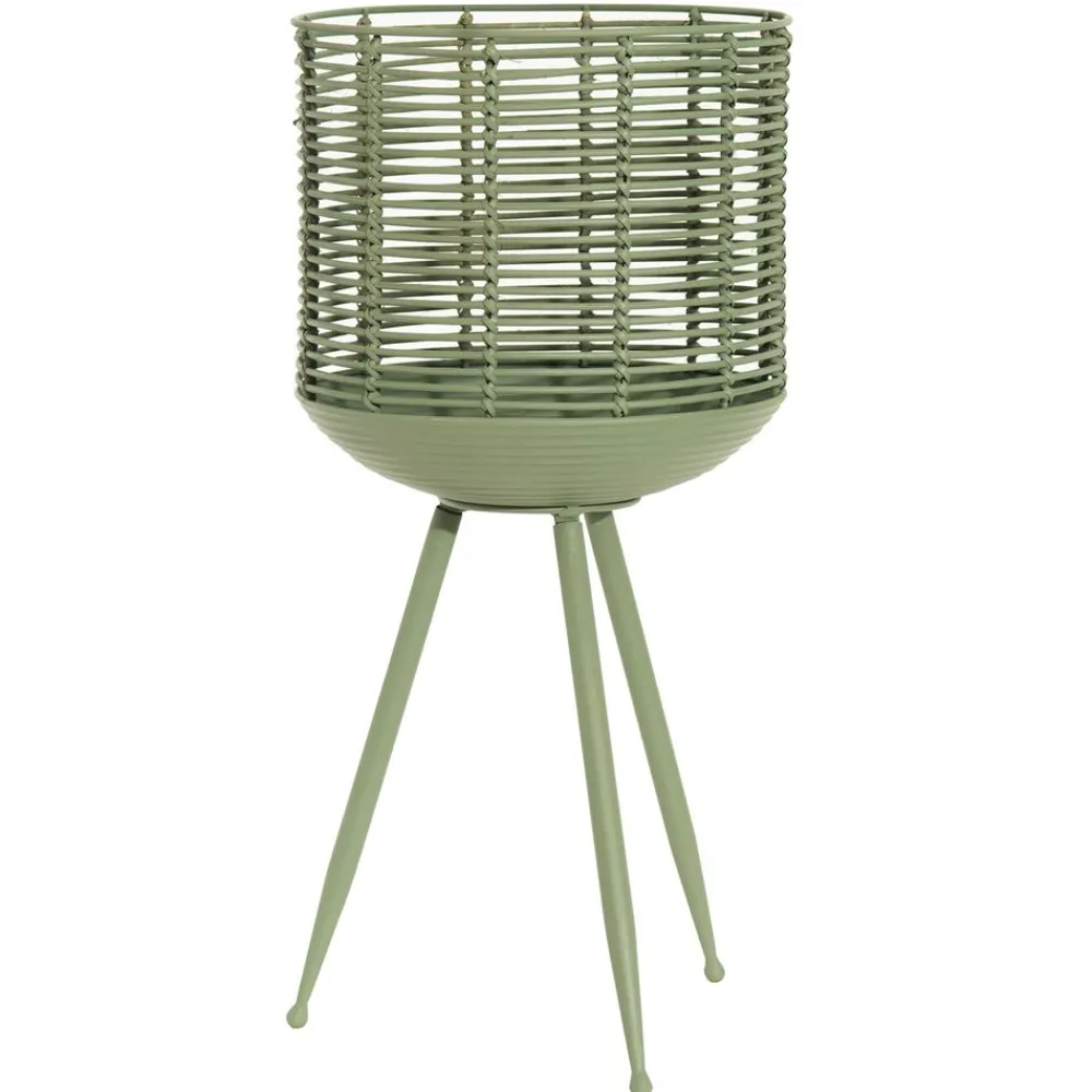 Becquet Porte-plante en métal et rotin peints< Vase, Cache-Pot|Décoration