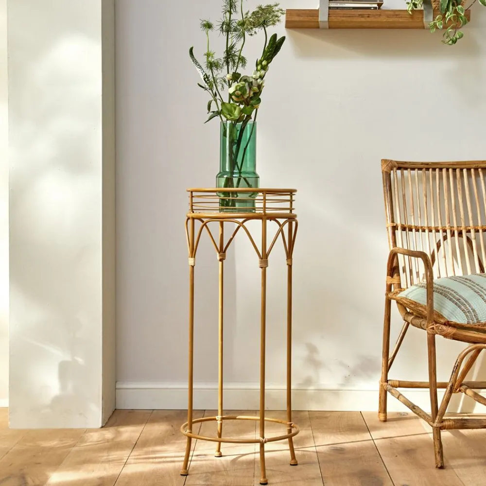 Becquet Porte-plante métal et rotin sur pieds< Vase, Cache-Pot|Décoration