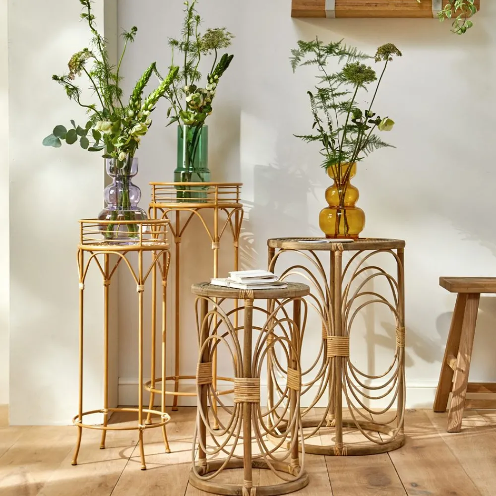 Becquet Porte-plante métal et rotin sur pieds< Vase, Cache-Pot|Décoration