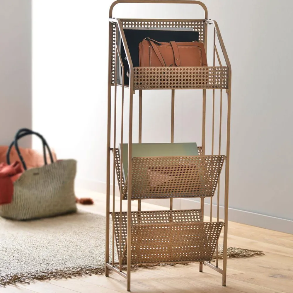 Becquet Porte-revues en métal effet cannage< Rangement, Gain De Place|Meuble, Étagère