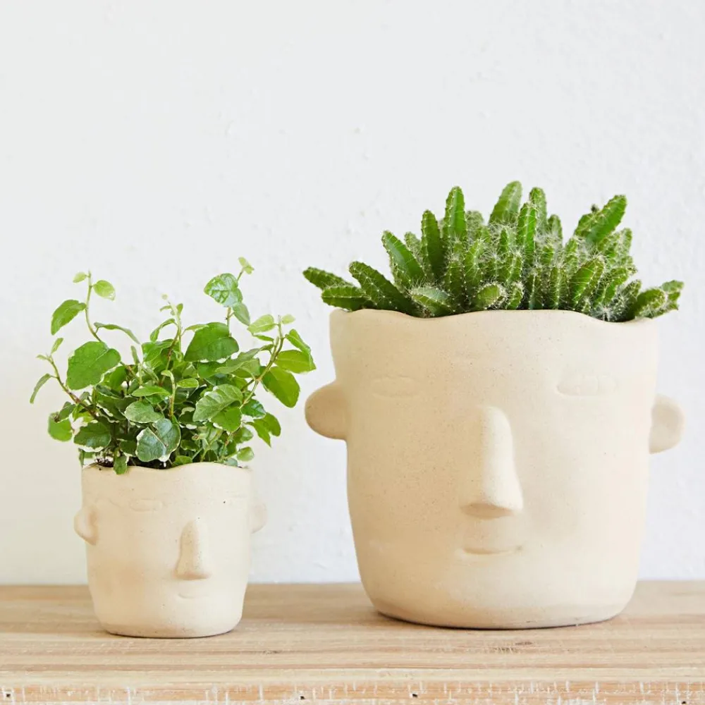Becquet Pots en terre cuite visages< Vase, Cache-Pot|Décoration