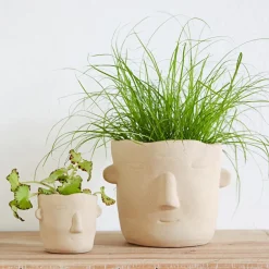 Becquet Pots en terre cuite visages< Vase, Cache-Pot|Décoration