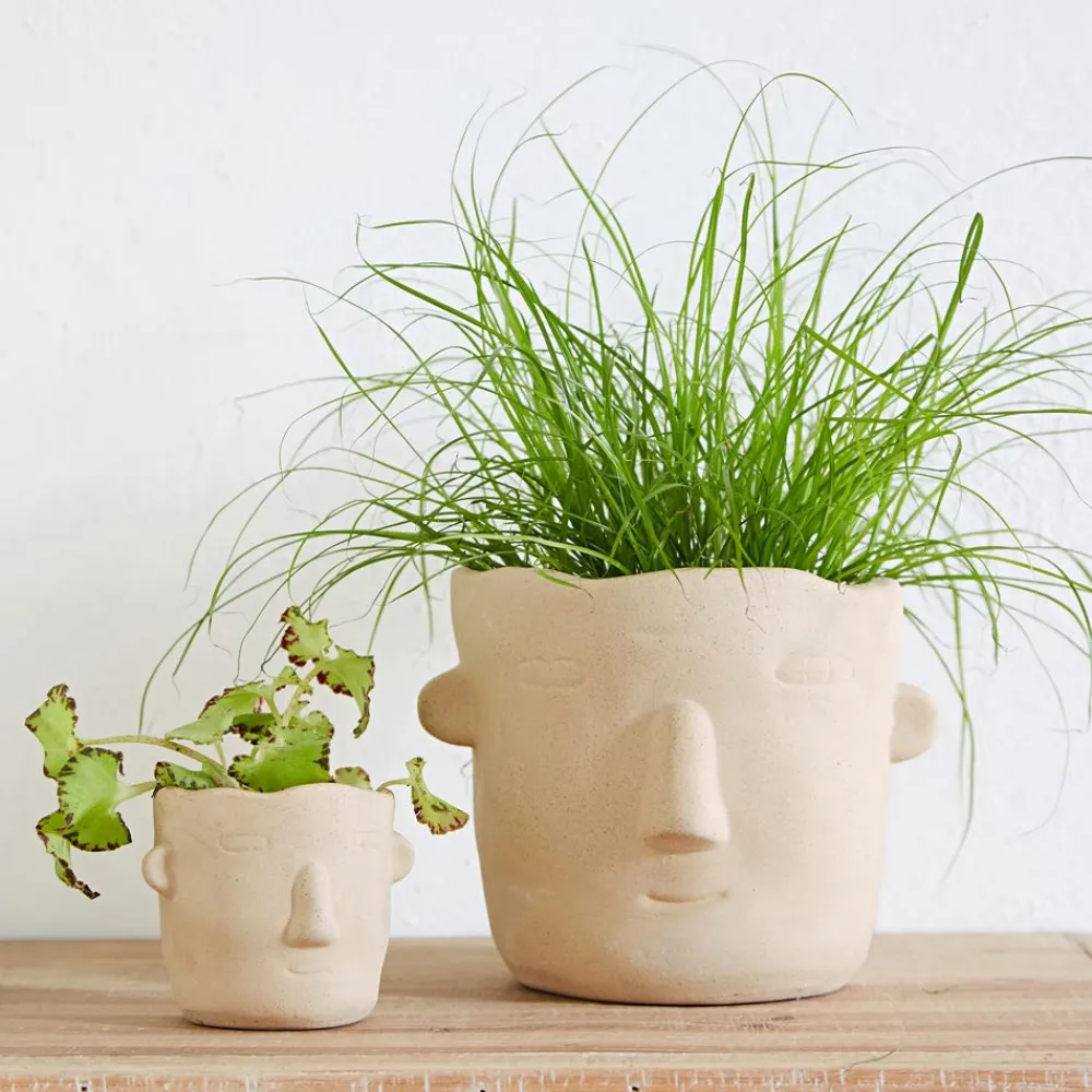 Becquet Pots en terre cuite visages< Vase, Cache-Pot|Décoration