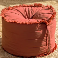 Becquet Pouf frangé< Rideau Et Déco Textile|Décoration Textile Unie