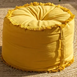 Becquet Pouf frangé< Rideau Et Déco Textile|Décoration Textile Unie