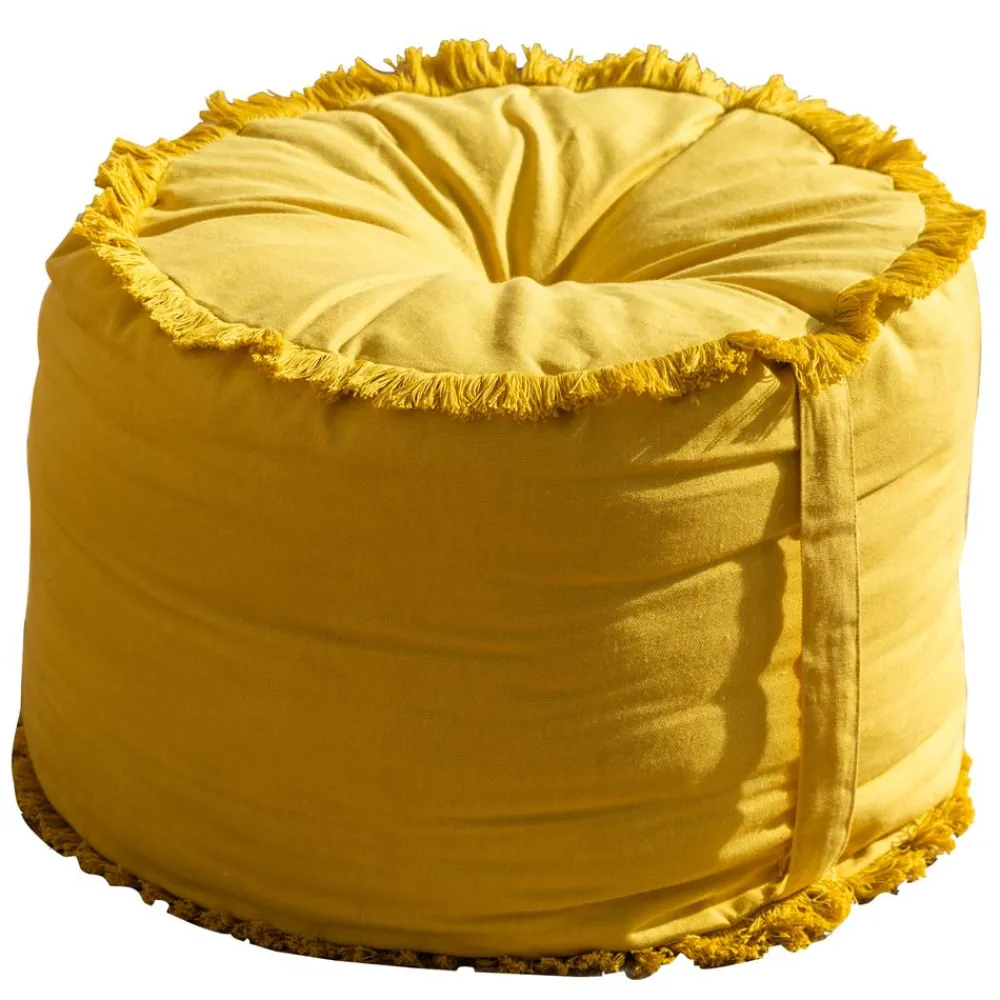 Becquet Pouf frangé< Rideau Et Déco Textile|Décoration Textile Unie