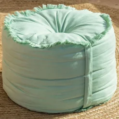 Becquet Pouf frangé< Rideau Et Déco Textile|Décoration Textile Unie