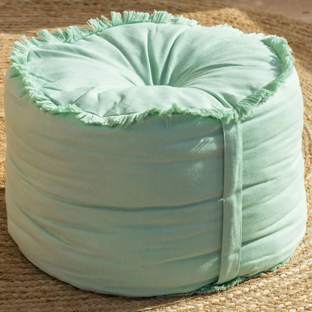 Becquet Pouf frangé< Rideau Et Déco Textile|Décoration Textile Unie